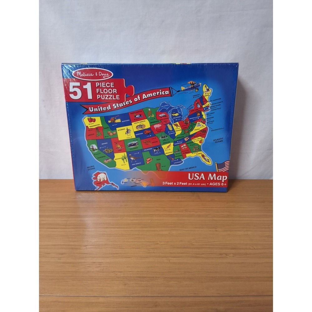 Melissa & Doug USA Map Floor Puzzle 51pcs 3' X 2' SEALED